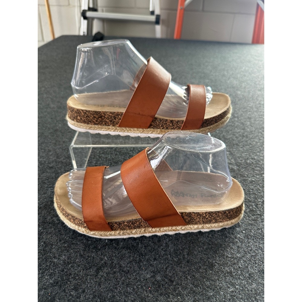Dirty‎ Laundry Womens Two Strap Slide Sandals Brown Espadrille Cork Platform 10
